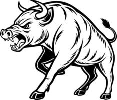 Intense Boar Illustration for Tattoos and Graphic Designs Featuring Bold Lines and Detailed Features vector