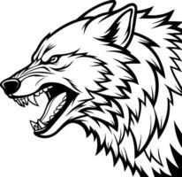 Fierce Wolf Head Design for Tattoo Art and Graphic Projects vector