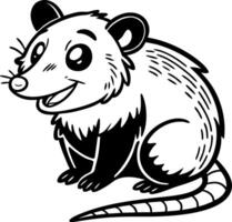 Charming Happy Opossum Cartoon Character for Creative Projects and Coloring Activities vector
