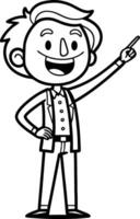 Cheerful Cartoon Character Pointing Upwards with a Fun Expression Ideal for Tutorials vector