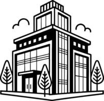 Modern Building Illustration with Trees for Urban Design and Architecture Projects vector