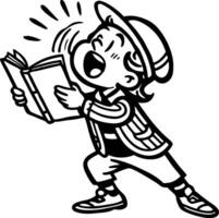 Excited Child Reading Book with Joyful Expression Energetic Character for Illustrations and Designs vector