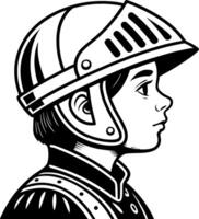Profile of a Young Knight in Armor Helmet Illustration for Coloring Projects and Designs vector