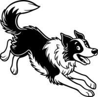 Joyful Border Collie Running Illustration Suitable for Coloring Books and Art Projects vector