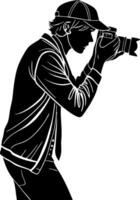 Silhouette of a grapher Capturing s with a Camera for Creative Projects and Designs vector