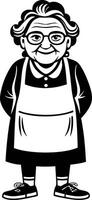 Charming Cartoon Grandma Character with Apron and Glasses Ideal for Family Themes and Merchandise vector