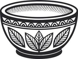 Decorative Leaf Pattern Bowl for Pottery Crafting and Home Decor vector