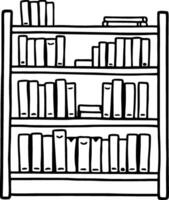 Hand-drawn Bookshelf Illustration for Creative Projects and Educational Materials vector