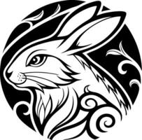 Intricate Rabbit Silhouette Design with Floral Patterns Perfect for Tattoos and Crafts vector
