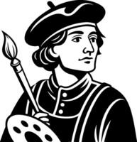 Artistic Painter Character with Palette and Brush for Creative Design Projects vector