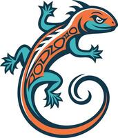 Colorful Lizard with Dynamic Swirl Pattern Ideal for Tattoo Design and Creative Projects vector