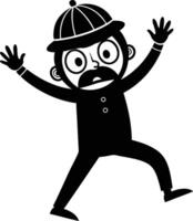 Shocked Character in Vintage Attire with Animated Expression for Fun Illustrations vector