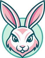 Detailed Cartoon Style Rabbit Head Illustration with Vibrant Colors for Graphic Design Projects vector