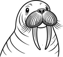 Detailed Line Art of a Friendly Walrus Ideal for Tattoos and Coloring Projects vector