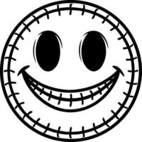 Smiling Cartoon Face with Stitched Features for Playful Illustrations and Tattoo Designs vector