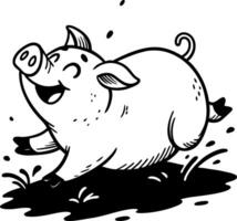 Happy Playful Piglet Running in Mud Illustration for Fun Designs and Childrens Projects vector