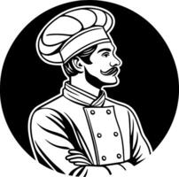 Classic Chef Profile Illustration with Hat and Mustache Ideal for Culinary Designs vector