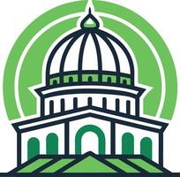 Architectural Dome Design Featuring Green Elements for Use in Graphic Projects vector