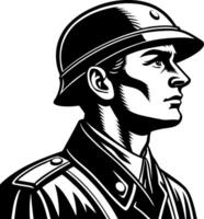 Vintage Soldier Portrait Design for Military Themed Projects and Historical Illustrations vector