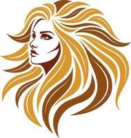 Stylish Female Profile with Flowing Hair in Shades of Gold and Brown for Art and Design Projects vector