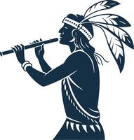 Native American Flute Player Illustration for Cultural Art Projects and Design vector
