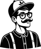 Hipster Gentleman with Mustache and Cap Retro Style Graphic Design vector