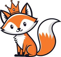 Cute Cartoon Fox Character with Crown for Projects and Fun Designs vector