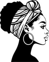 Elegant Black Woman with Headwrap in Profile Silhouette for Diverse Design Applications vector