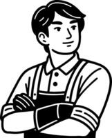 Confident Young Man in Apron with Arms Crossed Illustration for Design Use vector
