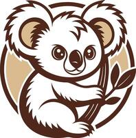 Cute Koala Character Embracing Tree Branch Ideal for Kids Designs and Nature Themes vector