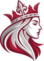 Elegant Queen Profile Silhouette with Regal Crown for Tattoos and Graphic Design Projects vector