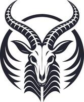 Intricate Goat Skull Design with Horns and Tribal Elements for Tattoo and Apparel vector