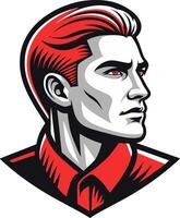 Vintage Red Haired Man Facing Left Strong Features Retro Style Illustration vector