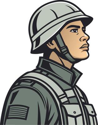 Military Soldier Portrait Illustration for Heroic Themes and Graphic Design Projects