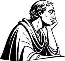 Contemplative Philosopher Facing Sideways in Classic Robes for Creative Projects vector