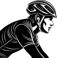 Dynamic Cyclist Riding in Profile with Helmet for Sports Graphics and Fitness Themes vector