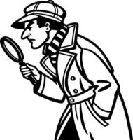 Detective Character with Magnifying Glass in Classic Attire for Mystery Themes vector