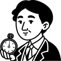 Classic Gentleman Holding Stopwatch Illustrating Timeliness and Precision for Design Projects vector