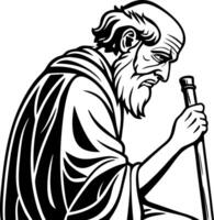 Elderly Wise Man Profile Emphasizing Wisdom and Reflection for Tattoo Design and Art Projects vector
