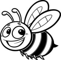 Happy Cartoon Bee Character with Big Eyes for Fun Illustrations and Coloring Activities vector