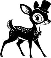 Charming Cartoon Deer Character with Top Hat and Bow Tie in Playful Design for Kids vector