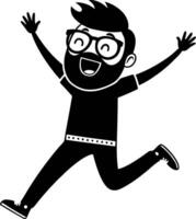 Joyful Cartoon Character Jumping with Excitement Illustration for Fun Designs vector