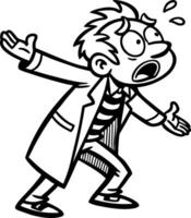 Animated Surprised Character in Doctor Coat Expressing Panic and Confusion for Creative Projects vector
