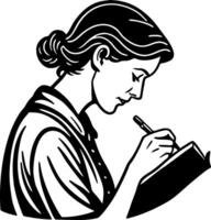 Stylish Woman Writing in Notebook Vintage Illustration for Creative Projects and Design vector