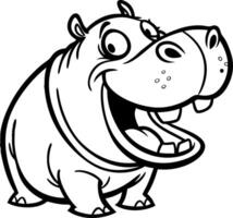 Cheerful Cartoon Hippo Character Smiling Ideal for Coloring Books and Kids Art Projects vector