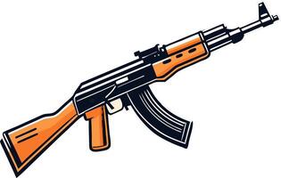 Stylized Illustration of an AK47 Rifle for Tattoo Design and Graphic Projects vector