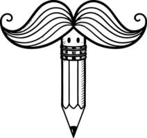 Creative Pencil with Whimsical Mustache Design Ideal for Fun Illustrations and Crafts vector