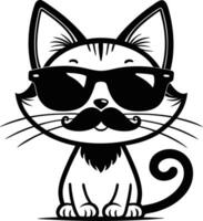 Cool Cat with Sunglasses and Mustache Character for Fun Designs and Illustration Projects vector