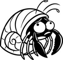 Cartoon Style Hermit Crab Character with Big Eyes and Expressive Features for Creative Projects vector