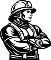 Bold Firefighter Emblem Design for Courage and Heroism Themes in Graphics and Apparel vector